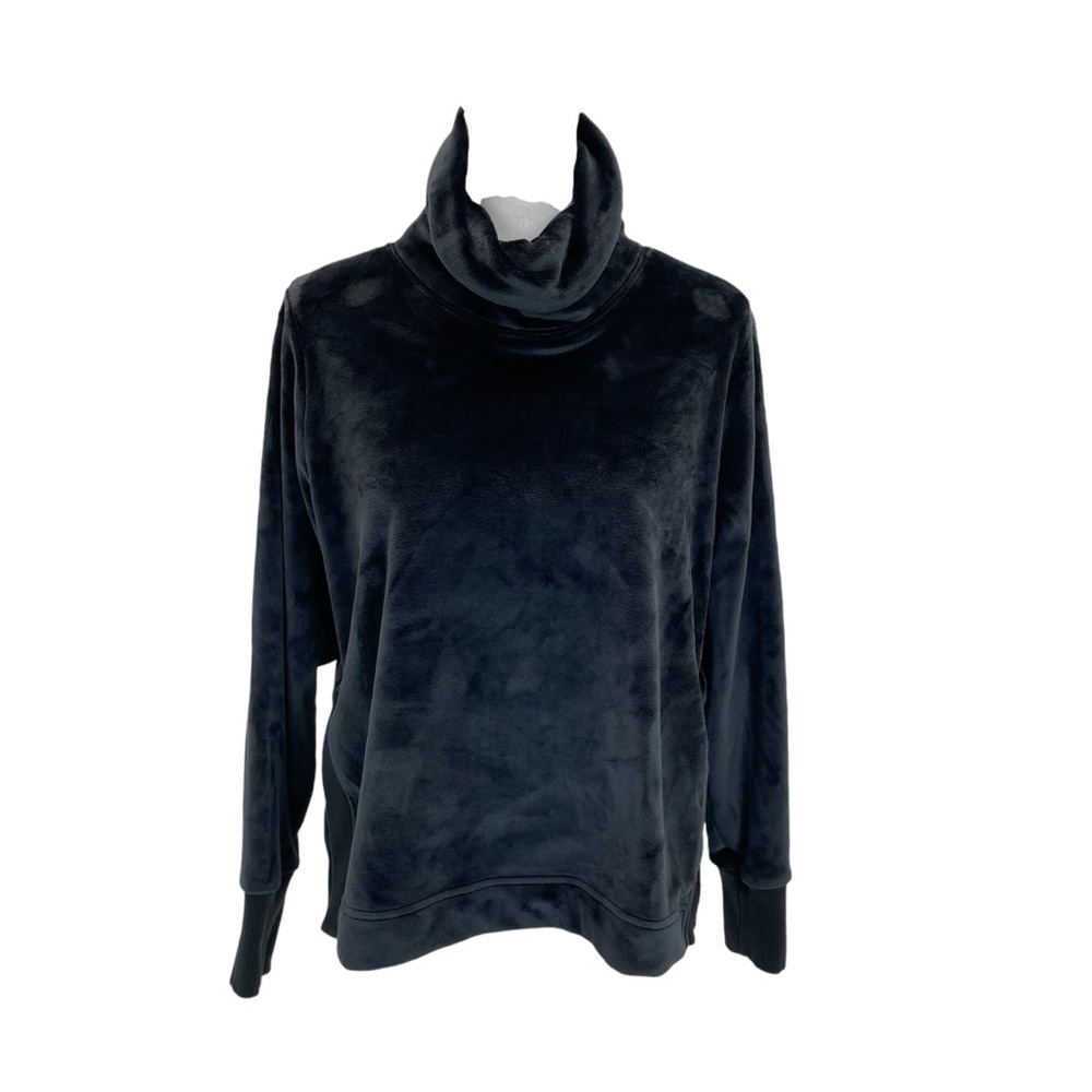 Athleta Double Cozy Karma Funnel Neck Top Mediul Black